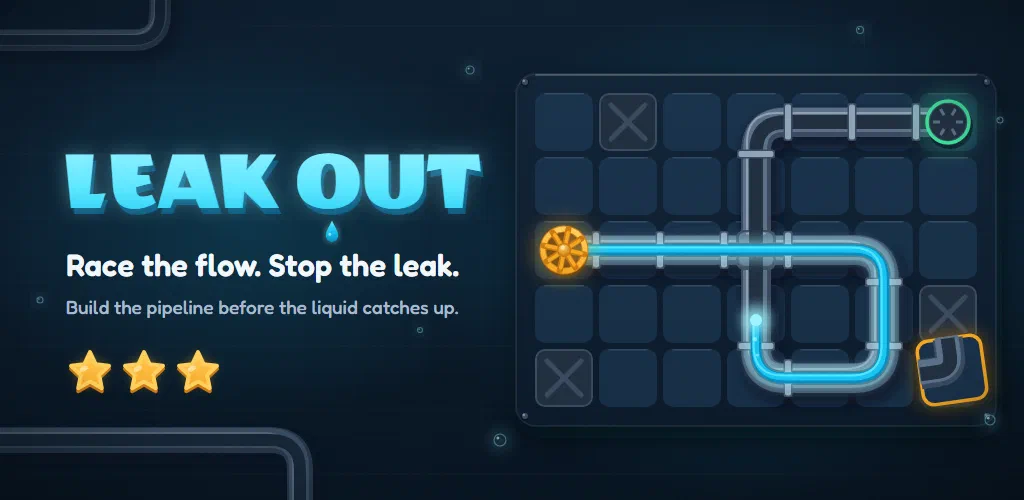 Leak Out: glowing liquid flowing through brass and steel pipes